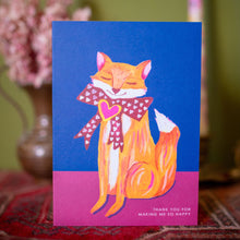 Load image into Gallery viewer, Fox with Heart Bow Greetings Card