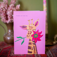 Load image into Gallery viewer, Giraffe with Flower Greetings Card