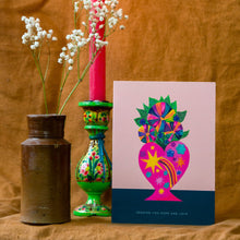 Load image into Gallery viewer, Flower Heart Vase Greetings Card