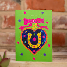 Load image into Gallery viewer, Good Luck Rainbow Heart Greetings Card