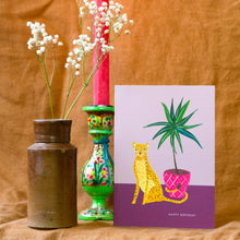 Load image into Gallery viewer, Leopard With Plant Birthday Greetings Card