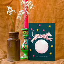 Load image into Gallery viewer, Leopard Over The Moon Greetings Card