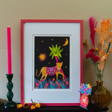 Load image into Gallery viewer, Midnight leopard and the beautiful sky  A3 Art Print