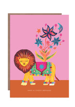 Load image into Gallery viewer, Lion Birthday Blooms Greetings Card
