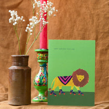 Load image into Gallery viewer, Lion on Roller Skates Birthday Greetings Card