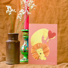 Load image into Gallery viewer, Lion with Heart "Wild About You" Greetings Card