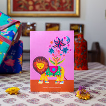Load image into Gallery viewer, Lion Birthday Blooms Greetings Card