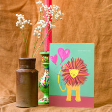 Load image into Gallery viewer, Lion with Heart Balloons Greetings Card