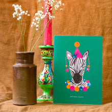 Load image into Gallery viewer, Magic Party Zebra Birthday Greetings Card