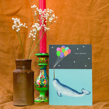 Load image into Gallery viewer, Narwhal Party Birthday Greetings Card