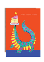 Load image into Gallery viewer, Alligator and Cake Birthday Greetings Card