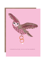 Load image into Gallery viewer, Owl and Rings Engagement Greetings Card