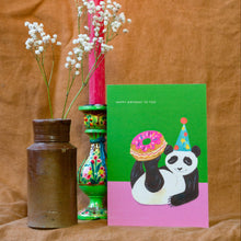 Load image into Gallery viewer, Panda and Donut Birthday Greetings Card