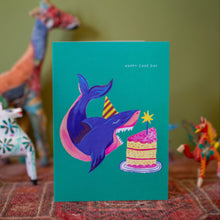 Load image into Gallery viewer, Shark and Cake Birthday Greetings Card