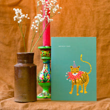 Load image into Gallery viewer, Jazzy Party Tiger Birthday Greetings Card
