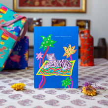 Load image into Gallery viewer, Magical Tiger and Palms Greetings Card