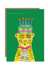 Load image into Gallery viewer, Tiger Cake Hat Birthday Greetings Card