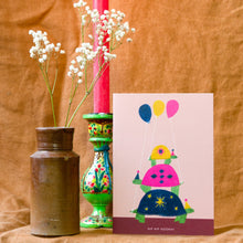 Load image into Gallery viewer, Tortoise Tower birthday greetings card