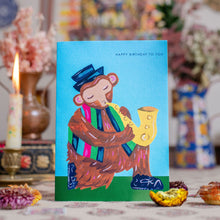 Load image into Gallery viewer, Rocking Monkey Birthday Greetings Card