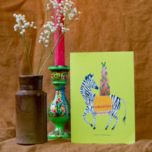 Load image into Gallery viewer, Zebra and Present Tower Birthday Greetings Card