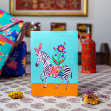 Load image into Gallery viewer, Zebra Birthday Blooms Greetings Card