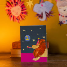 Load image into Gallery viewer, Age 1  Party Lion Children&#39;s Birthday Greetings Card
