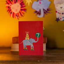 Load image into Gallery viewer, Age 7 Magical Party Elephant Children's Birthday Greetings Card