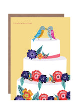 Load image into Gallery viewer, Love Birds Wedding Cake Greetings Card