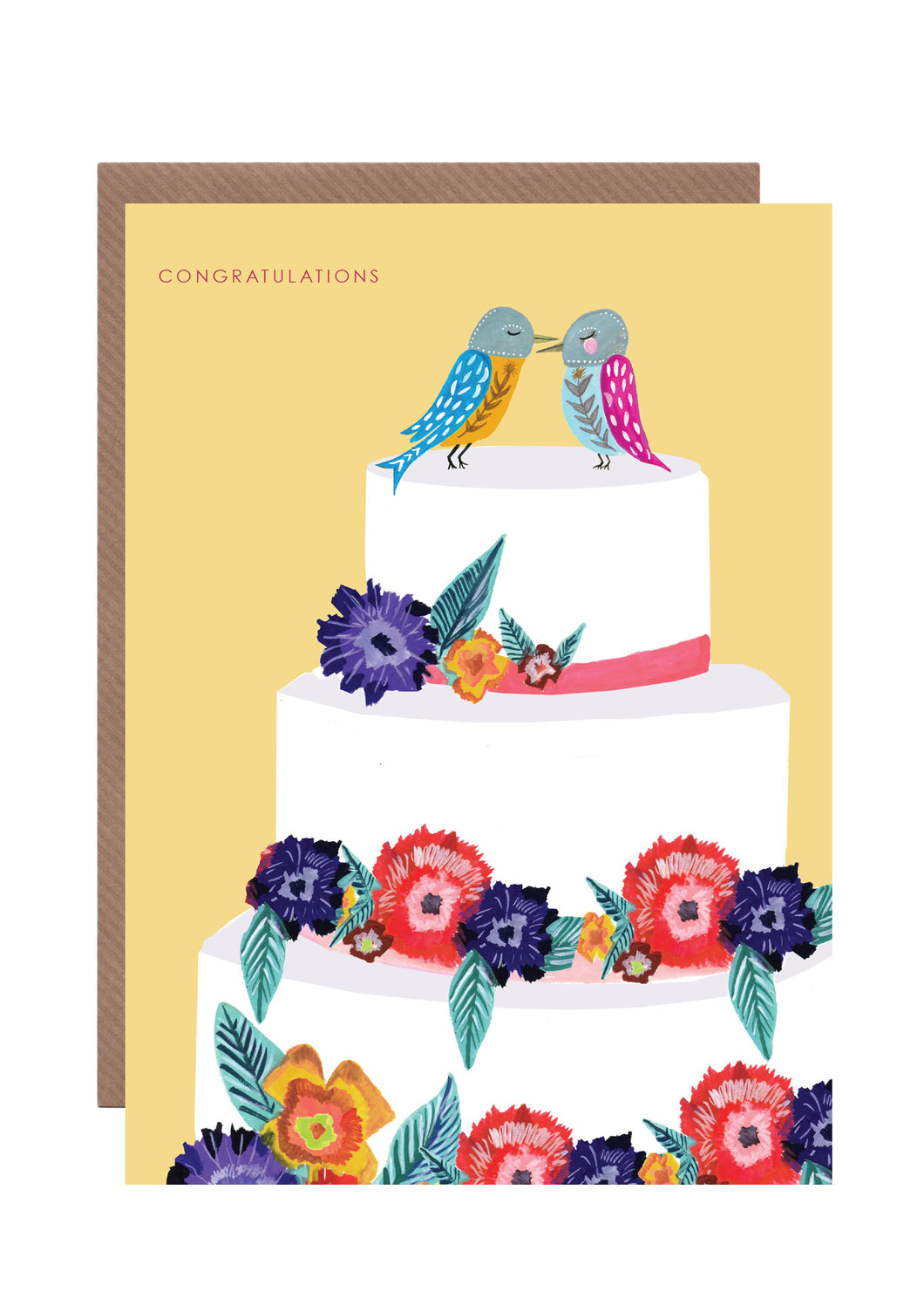 Love Birds Wedding Cake Greetings Card