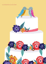 Load image into Gallery viewer, Love Birds Wedding Cake Greetings Card