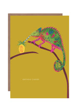 Load image into Gallery viewer, Chameleon Cheers Birthday Greetings Card
