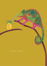 Load image into Gallery viewer, Chameleon Cheers Birthday Greetings Card
