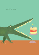 Load image into Gallery viewer, Crocodile With Cake Birthday Greetings Card