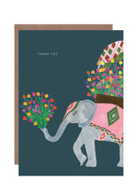 Load image into Gallery viewer, Elephant with Flowers Thank you Greetings Card