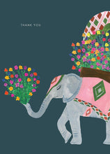 Load image into Gallery viewer, Elephant with Flowers Thank you Greetings Card
