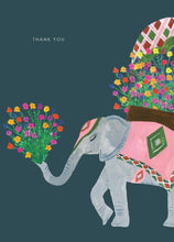 Load image into Gallery viewer, Elephant with Flowers Thank you Greetings Card