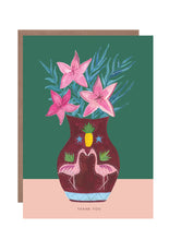 Load image into Gallery viewer, Flamingo Plant Pot Thank you Greetings Card