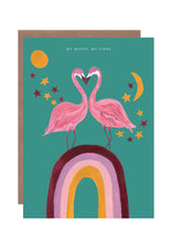 Load image into Gallery viewer, Flamingo My Moon and Stars Greetings Card