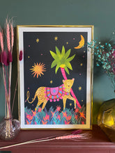 Load image into Gallery viewer, Midnight leopard and the beautiful sky  A3 Art Print