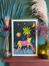 Load image into Gallery viewer, Midnight leopard and the beautiful sky  A3 Art Print