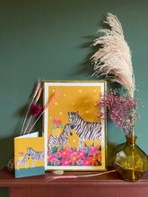 Load image into Gallery viewer, Zebra Mother and Child Botanical A3 Art Print