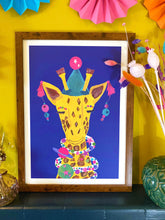 Load image into Gallery viewer, Magical Party Giraffe A3 Print