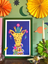 Load image into Gallery viewer, Magical Party Giraffe A3 Print