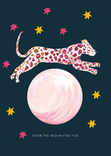 Load image into Gallery viewer, Leopard Over The Moon Greetings Card