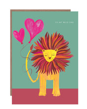 Load image into Gallery viewer, Lion with Heart Balloons Greetings Card
