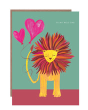 Load image into Gallery viewer, Lion with Heart Balloons Greetings Card