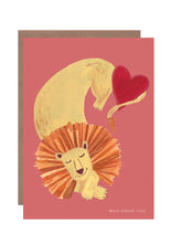 Load image into Gallery viewer, Lion with Heart "Wild About You" Greetings Card