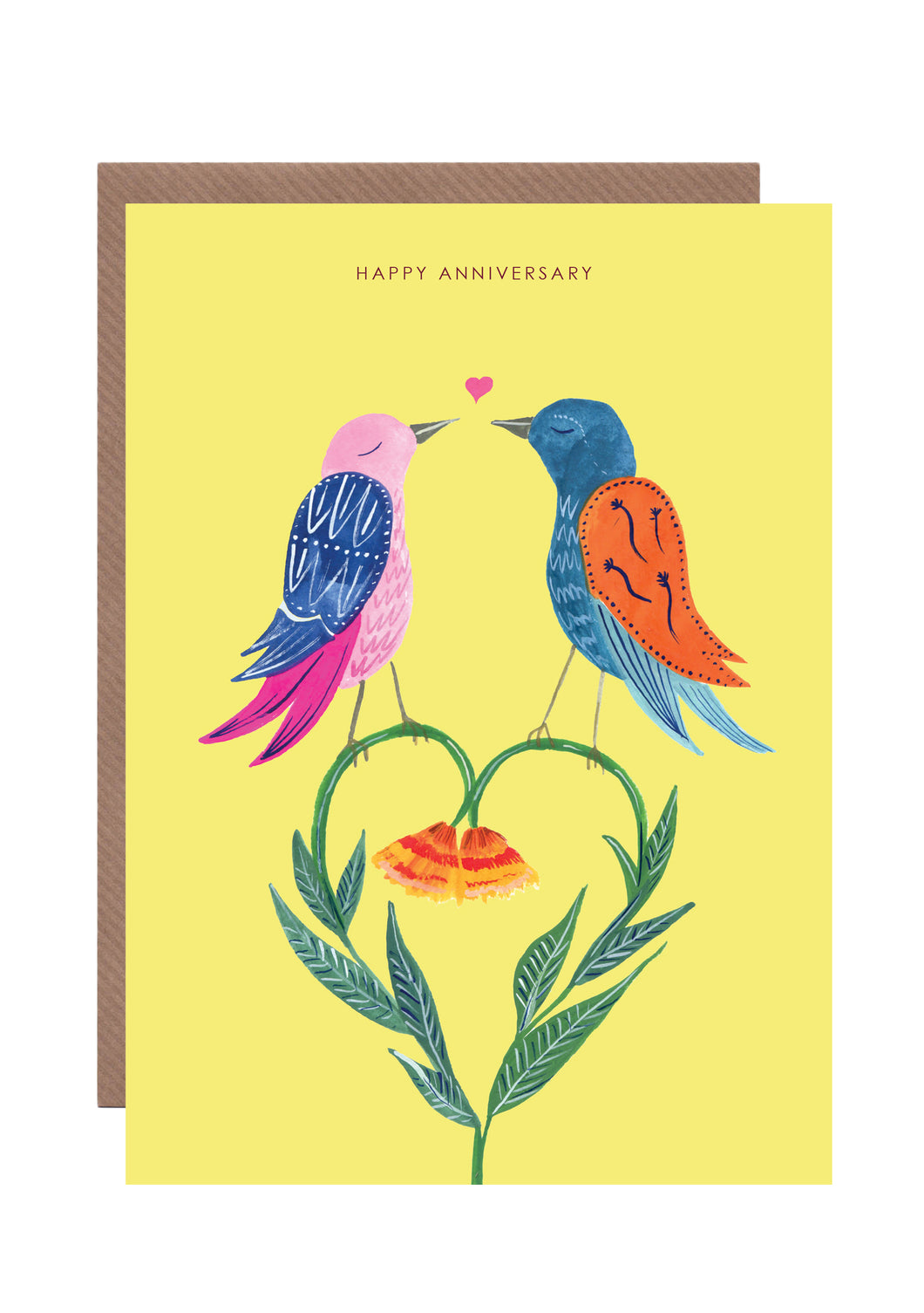 Love Birds and Blooms Anniversary Greetings Card