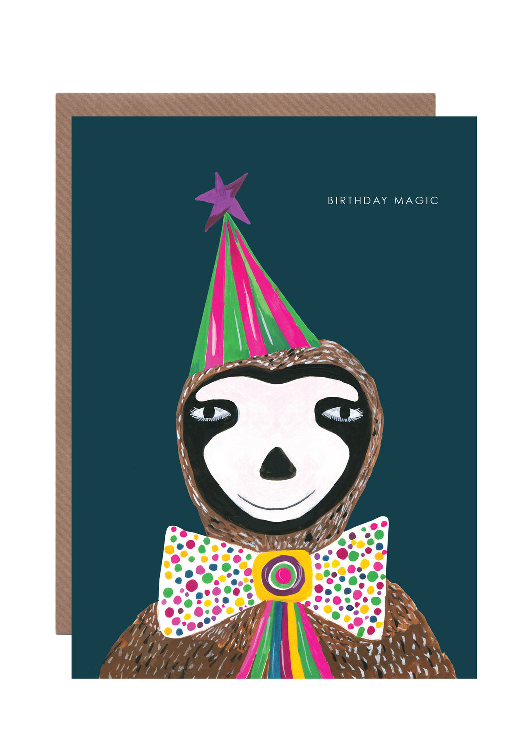Magic Party Sloth Birthday Greetings Card