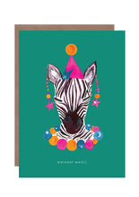Load image into Gallery viewer, Magic Party Zebra Birthday Greetings Card

